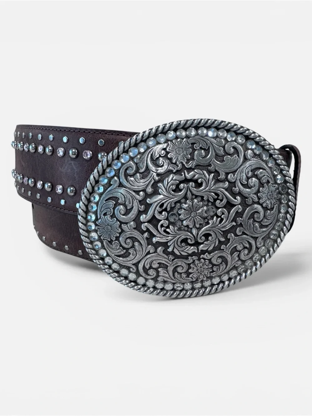 Ariat rhinestone buckle and leather belt size 36/90